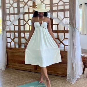 Women's Summer White Halter Dress